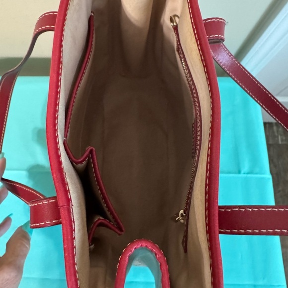 Celine Tan and Red Leather Trim Tote Bag - Picture 10 of 15